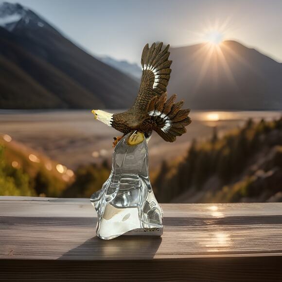 Vtg Franklin Mint Alaskan Frontier Wildlife Sculpture “ Bald Eagle “ - Picture 3 of 4